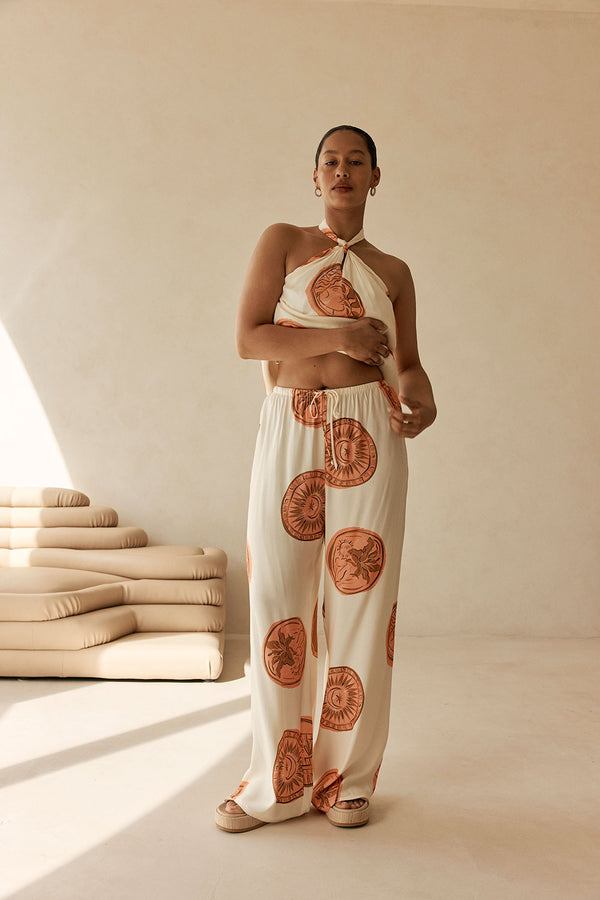 Beige Nomisma Sea Shell Print Drawstring Rosalee Paints
