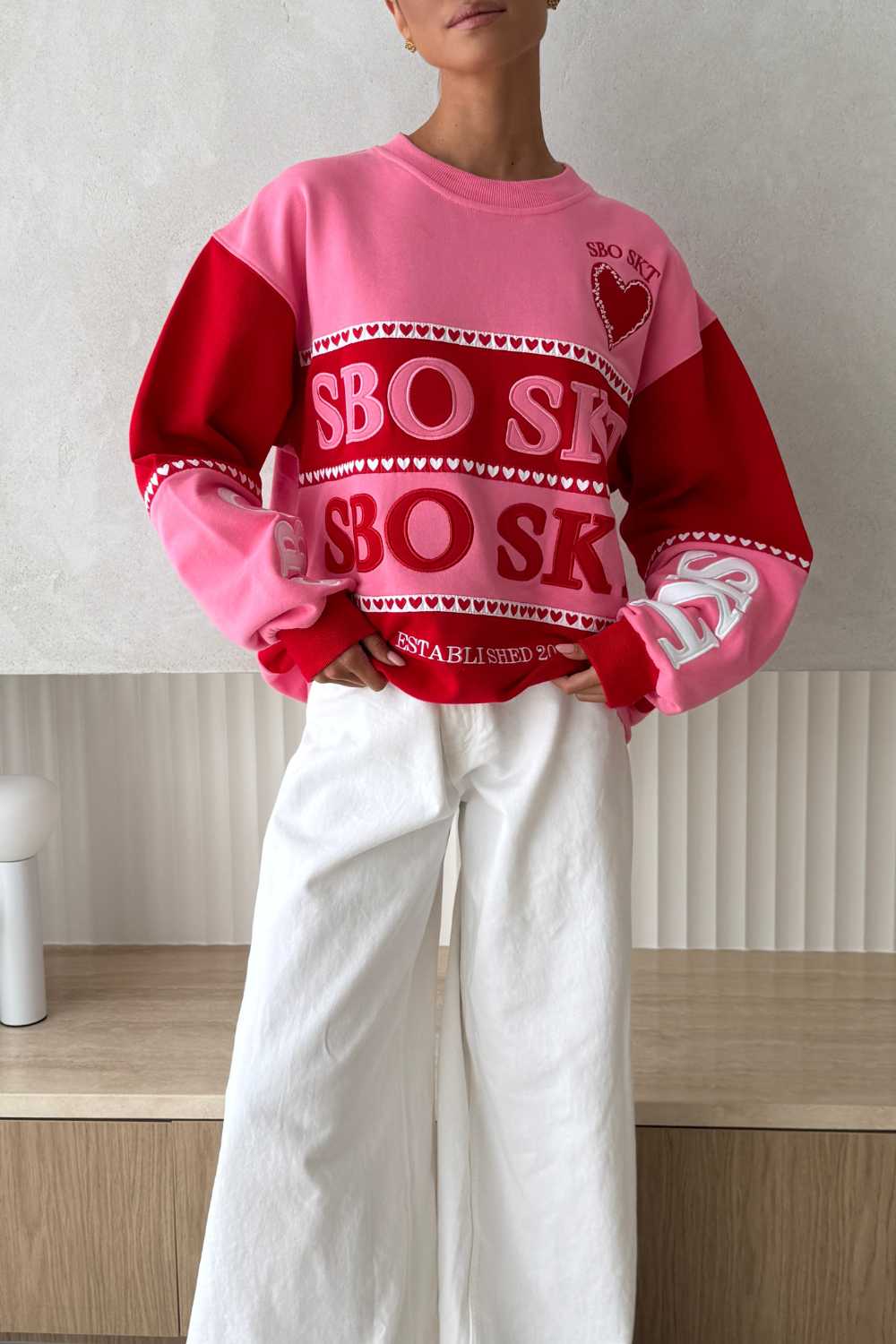 Pink and Red Terry Oversized Vintage Adora Sweater