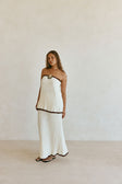 Cream Ribbed High Waist Silla Skirt