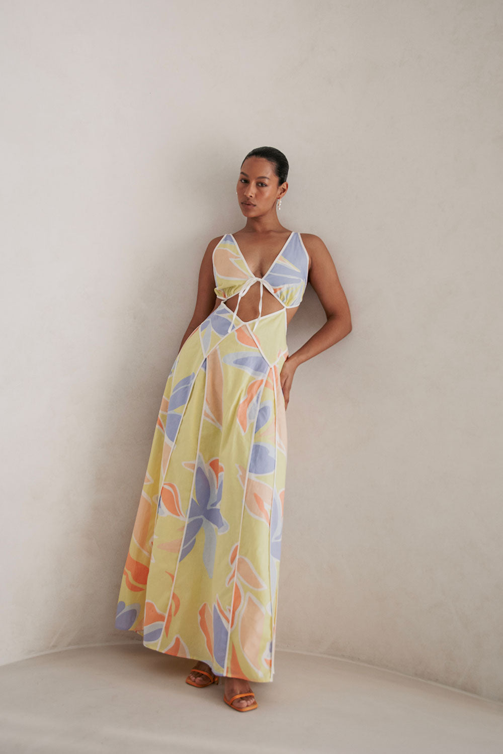 Eliska Cutout Maxi Dress  - Elia Purple Yellow Orange
