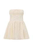 White Broderie Strapless Flouncy Mini Aura Dress