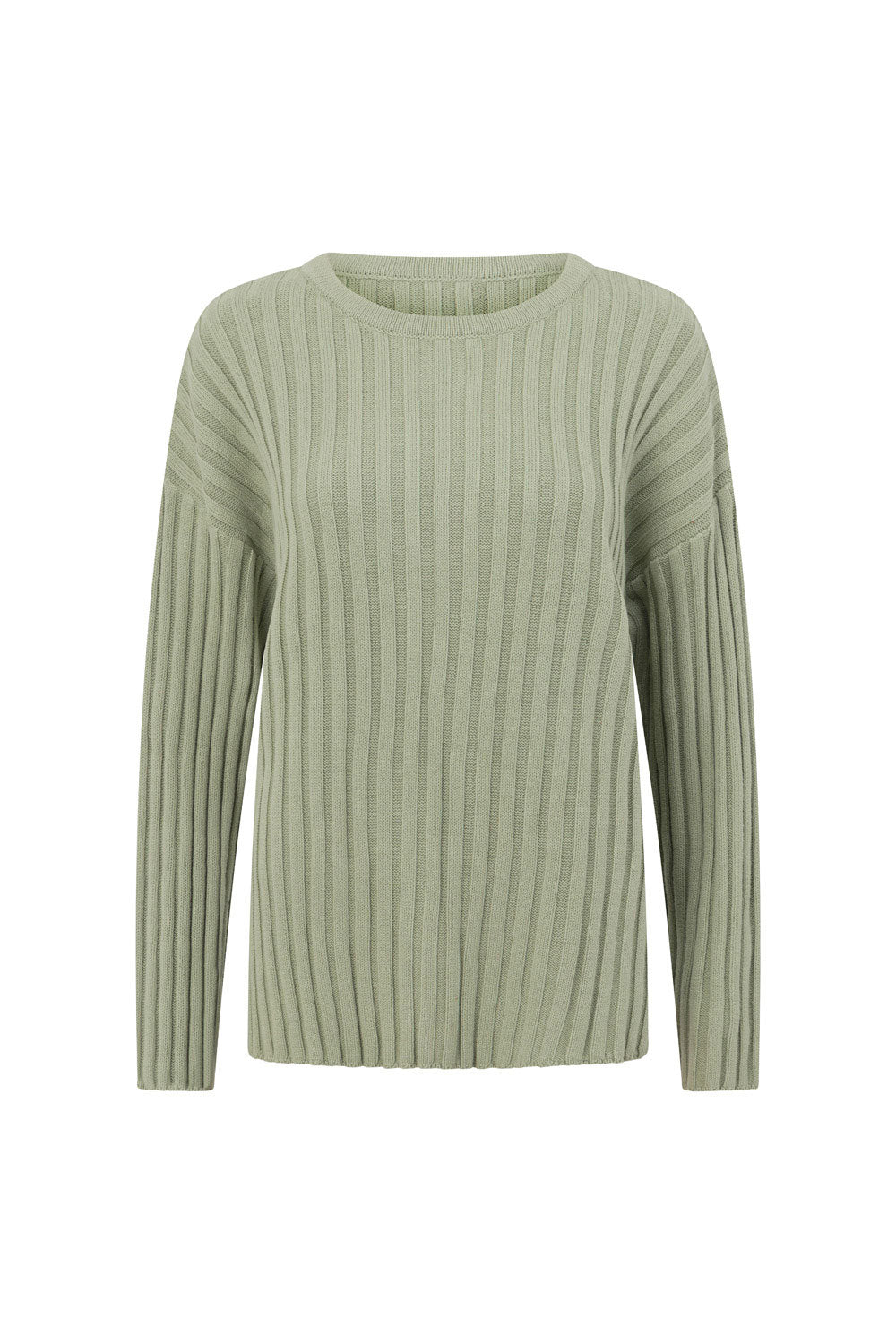 Green Ribbed Knit Sweater Jali Top