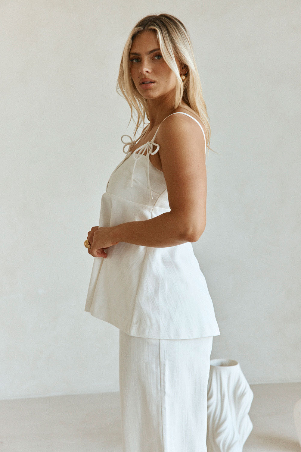 White Cotton Strappy Babydoll Tilda Top