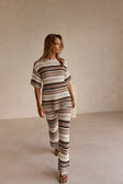 Tan and White Stripe Knit Java Top