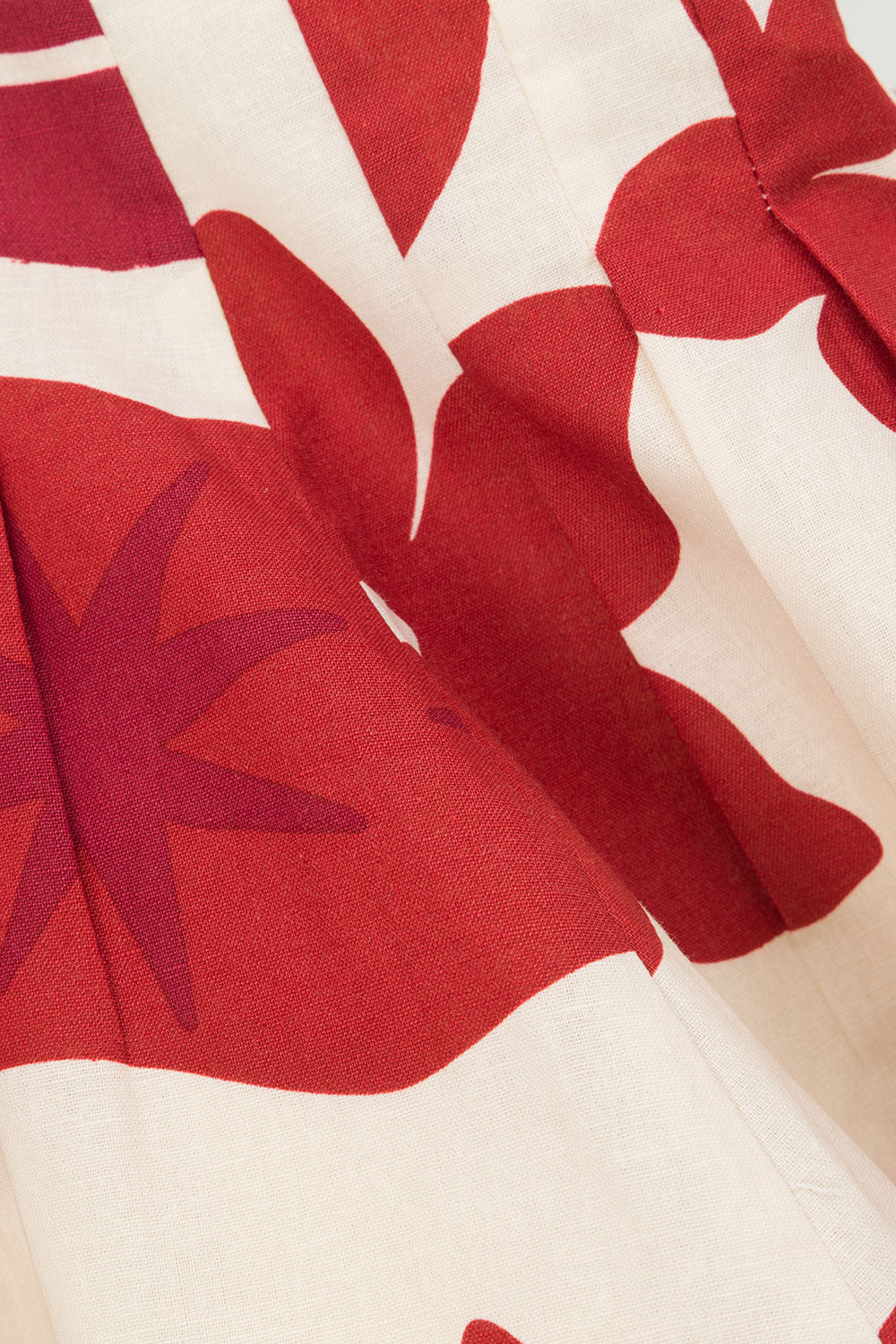 Red Sienna Sunset Print Pleated Del Mar Top