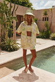Green Fiore Festivo Print Button Up Aquila Shirt