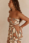 Orange Barossa Print Strapless Torquay Top