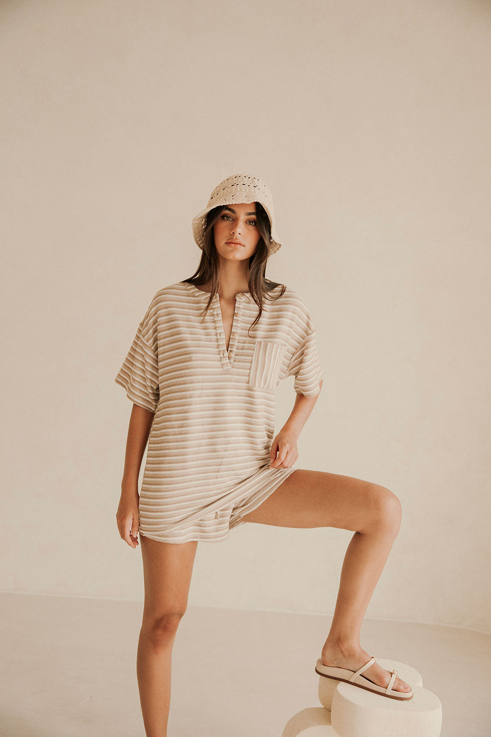 Tan High Waist Drawstring Rhi Shorts