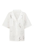 Nissi Collared White Embroidered Short Sleeve Shirt - Corallo Bianca