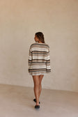 Tan and White Stripe Long Sleeve Palma Crop Top