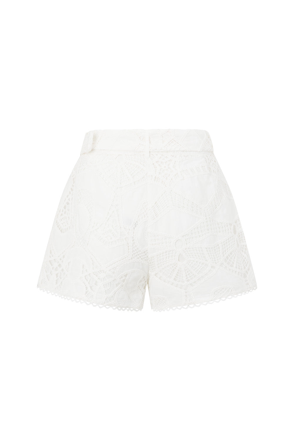 White Embroidered Cutwork Pocket Cielo Shorts