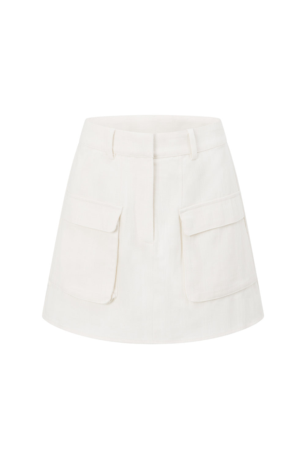 White Cotton Pocket A Line Mini Journey Skirt