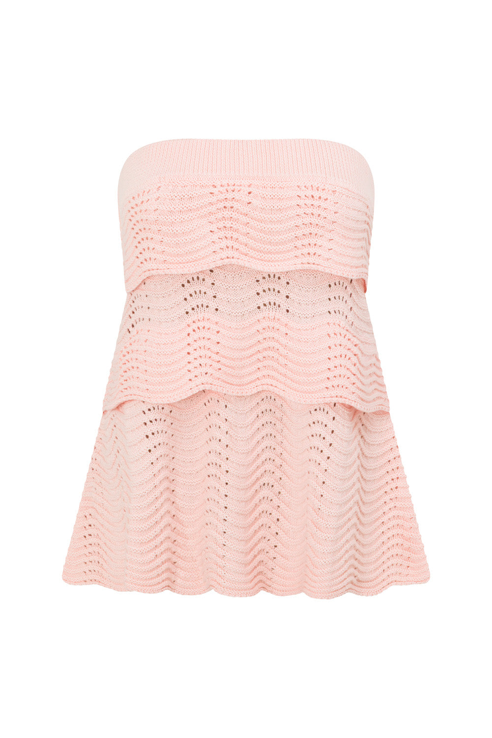 Blush Pink Crochet Knit Strapless Panel Kama Top