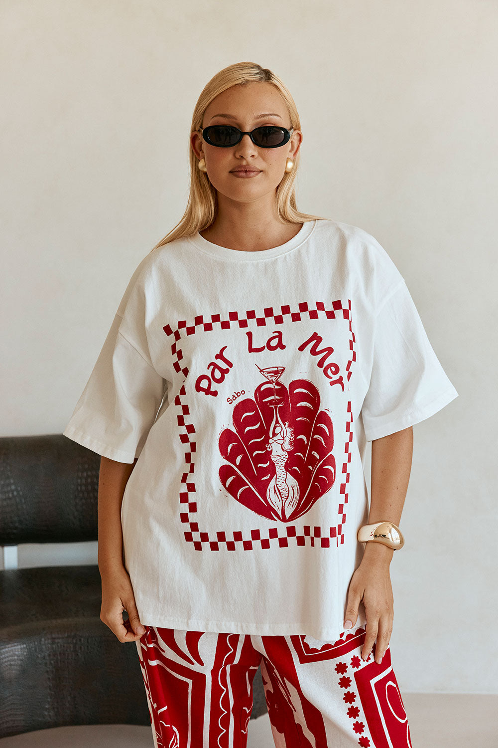 Red Graphic Tee Relaxed Par La Mer Top