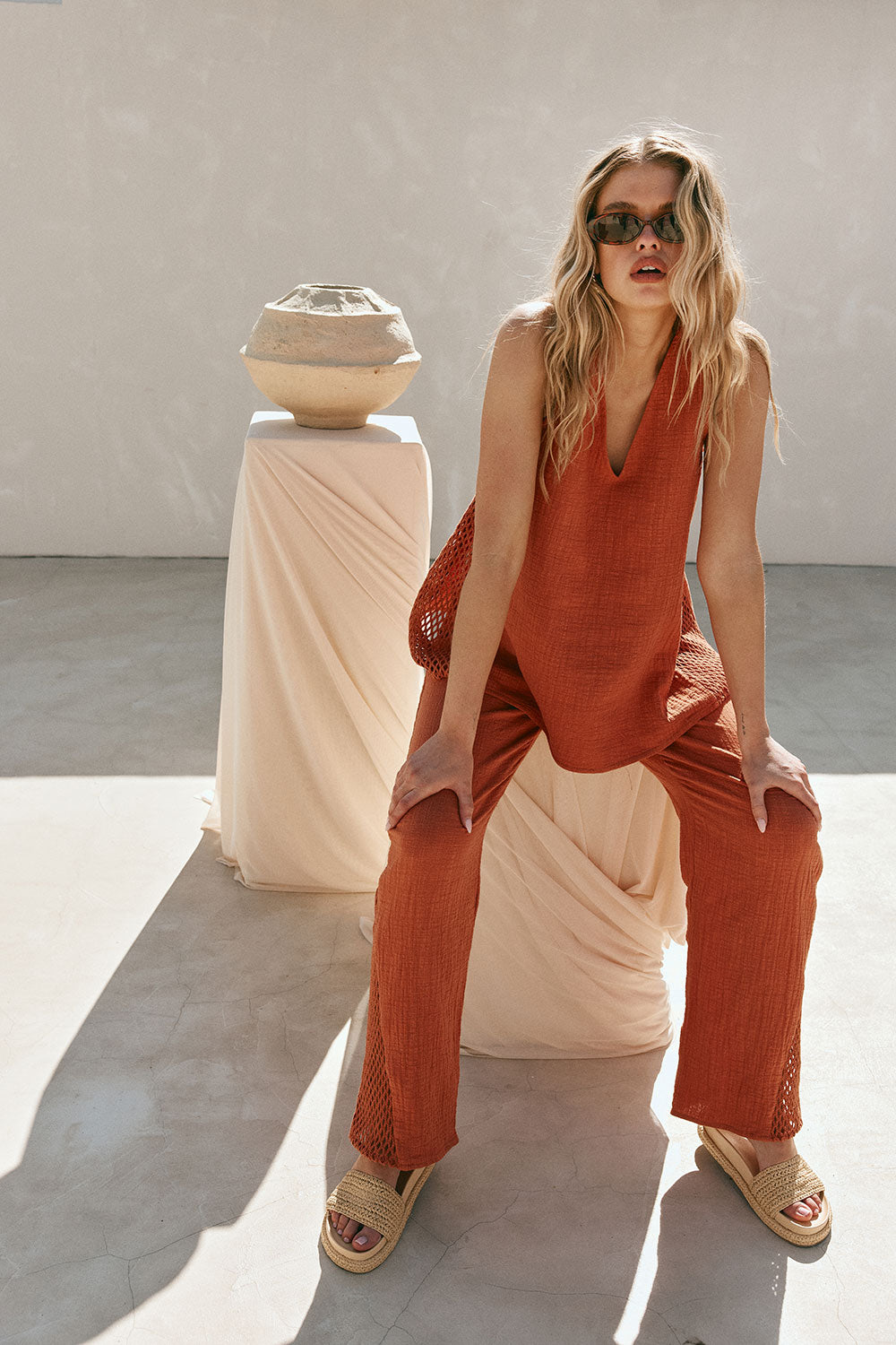 Blood Orange V Neck Dita Top