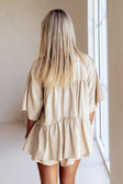 Beige High Waist Gathered Flounce Panel Luna Shorts