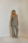 Brown and White Stripe Strapless Cosmo Top