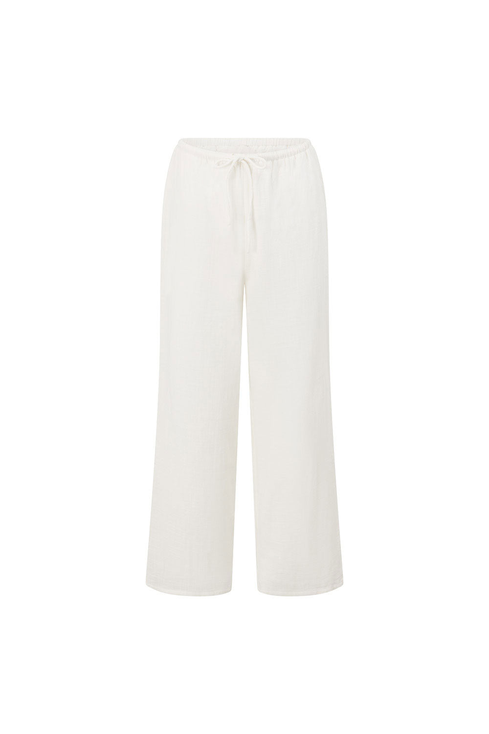White Cotton Elastic Drawstring Gaia Pants