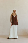 Chocolate Brown Ribbed V Neck Silla Top