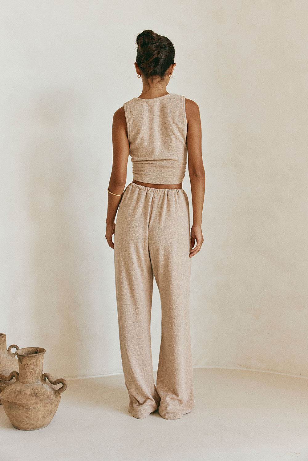 Tan High Waist Elastic Drawstring Sierra Pants