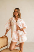 Pink Petal Patch Print Button Up Seona Top