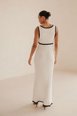 White Knit V Neck Maxi Paragon Dress