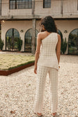 Beige Textured Knit One Shoulder Asymmetric Amirah Top