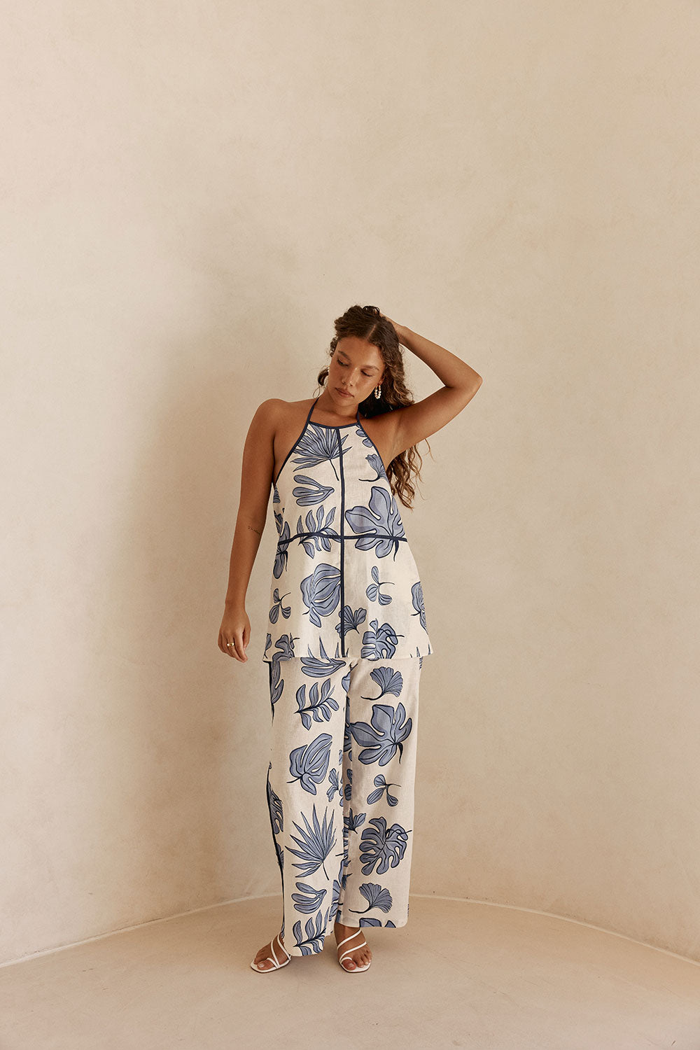 Blue Phylida Azure Print Halter Saphira Top