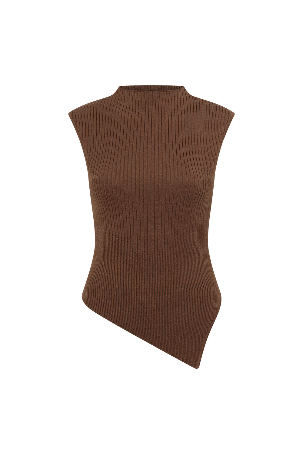 Gingerbread Brown Knit Asymmetric Ellamay Top