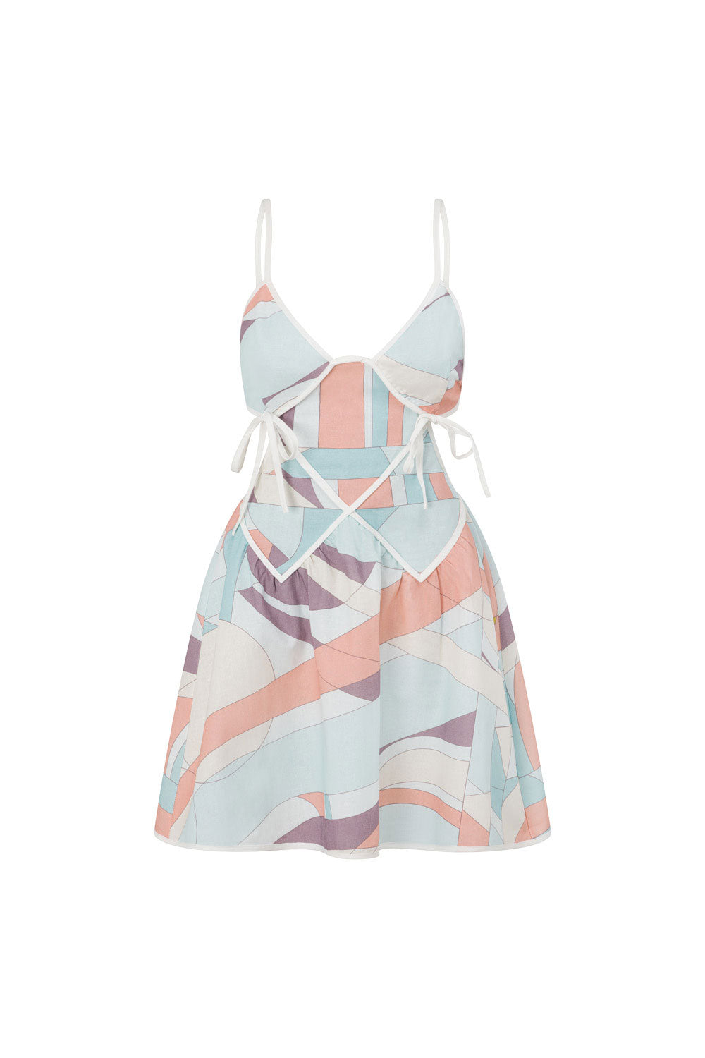 White Halcyon Print Backless Mini Strappy Amie Dress