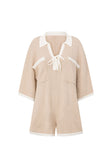 Tan Collar V Neck Tie Sammi Playsuit