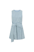 Blue Knit Front Tie Mini Narah Dress