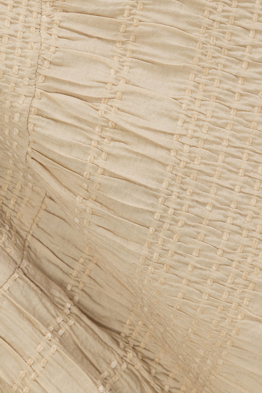 Beige Ruched Elastic Drawstring Amina Shorts