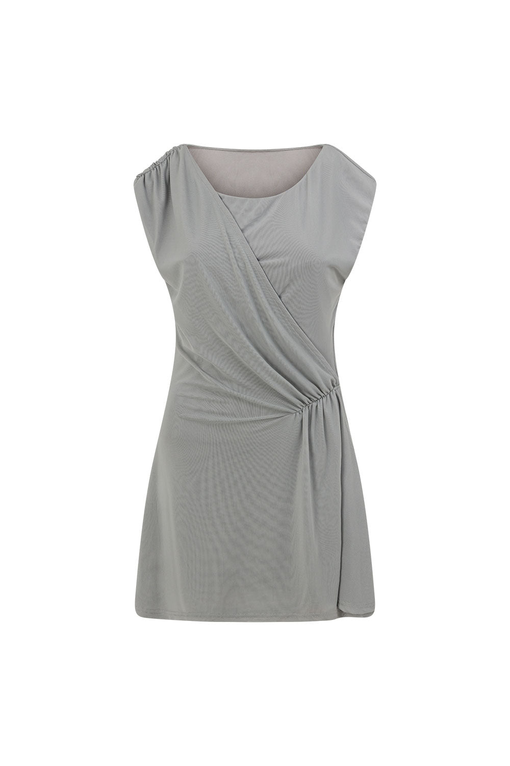 Grey One Shoulder Ruched Mini Dally Dress