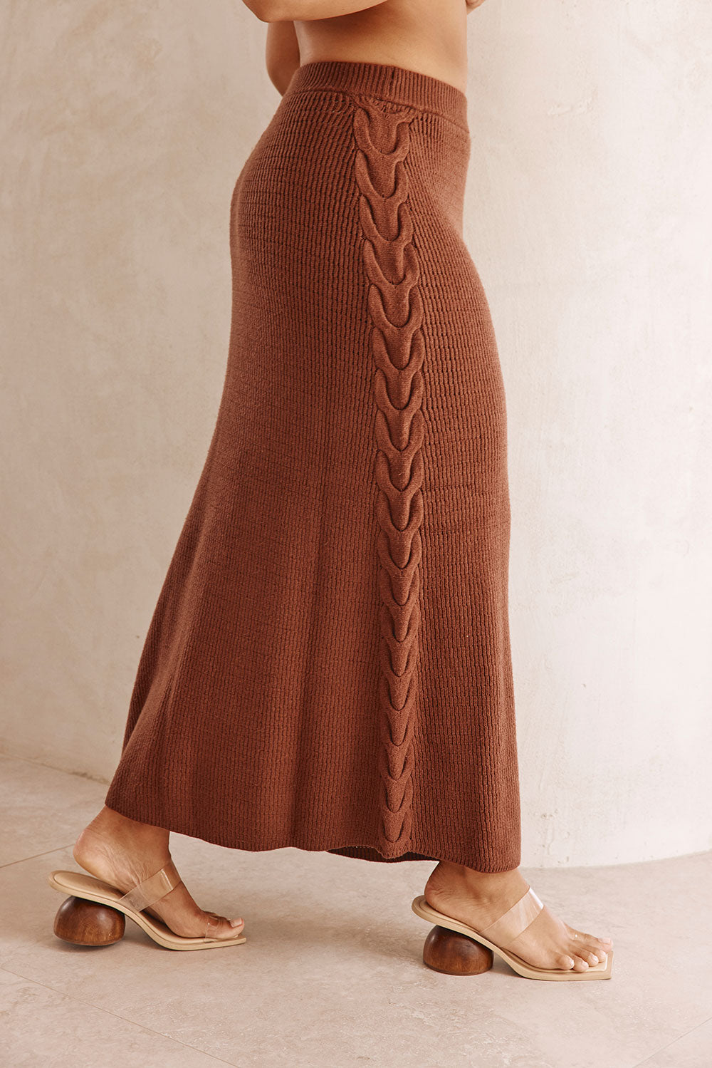 Chocolate Brown High Waist A-Line Maxi Ellarose Skirt