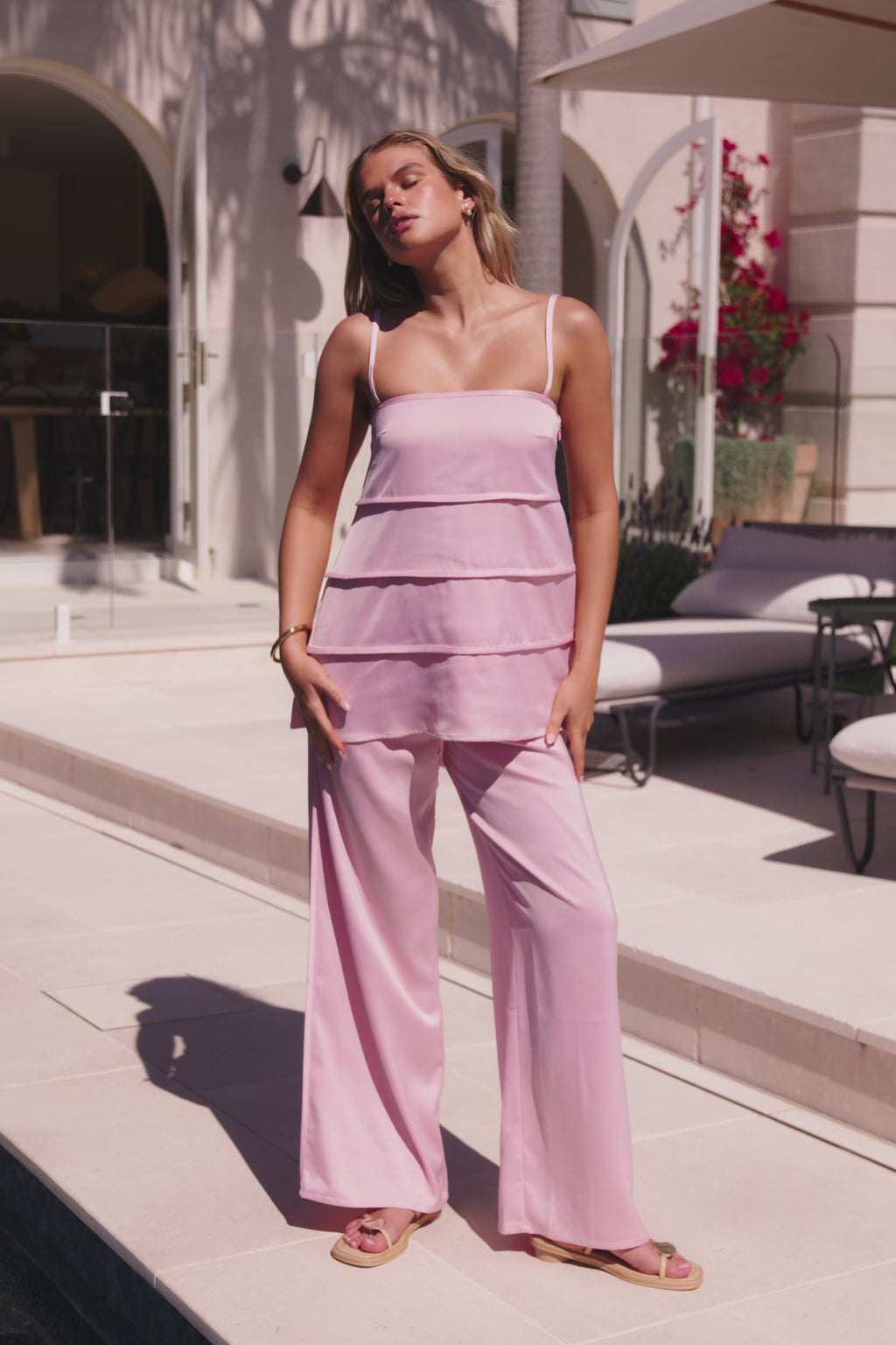 Blush Pink Strappy Panel Tamar Top