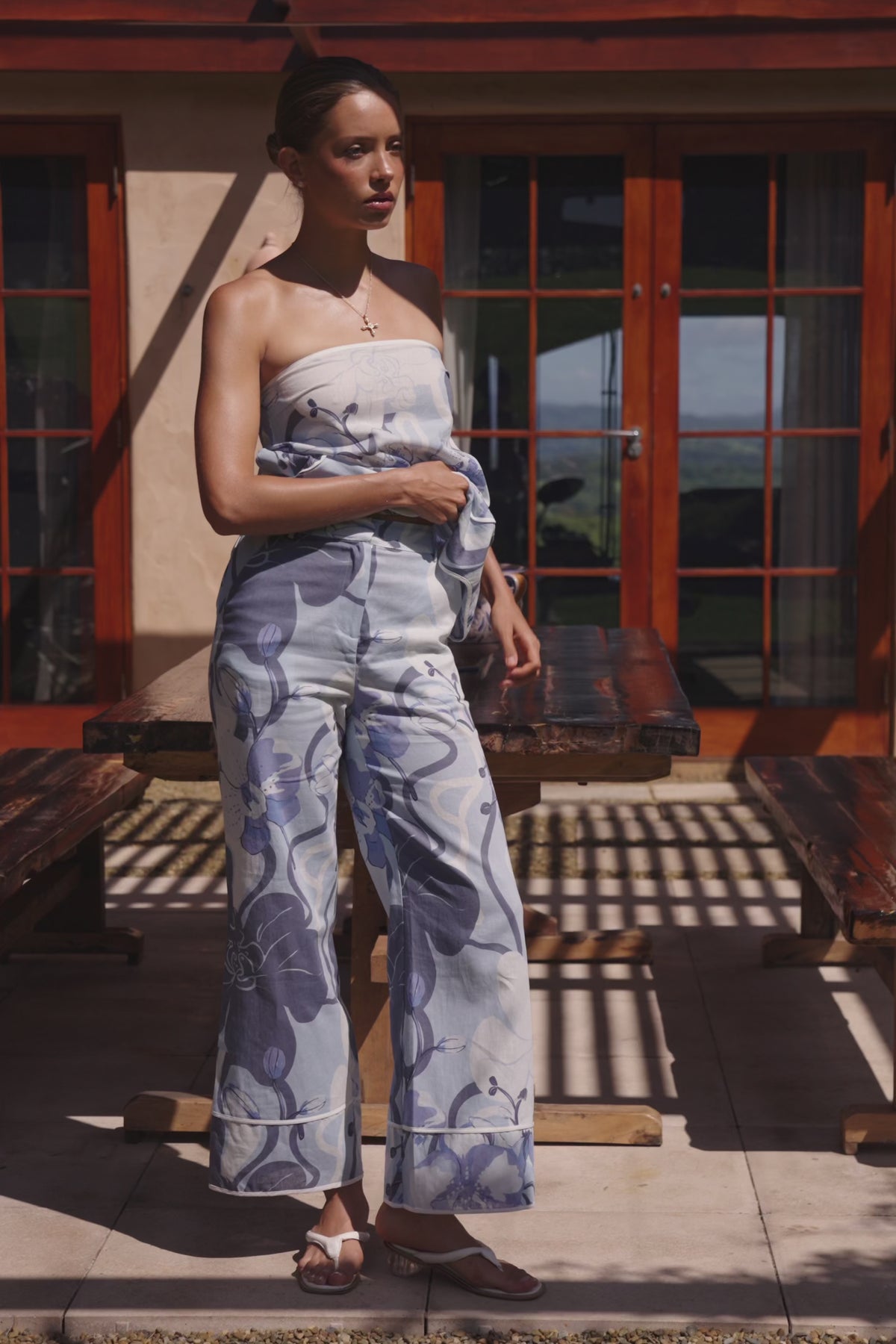 Blue Bouquet Blu Print Brooklyn Trouser Pants