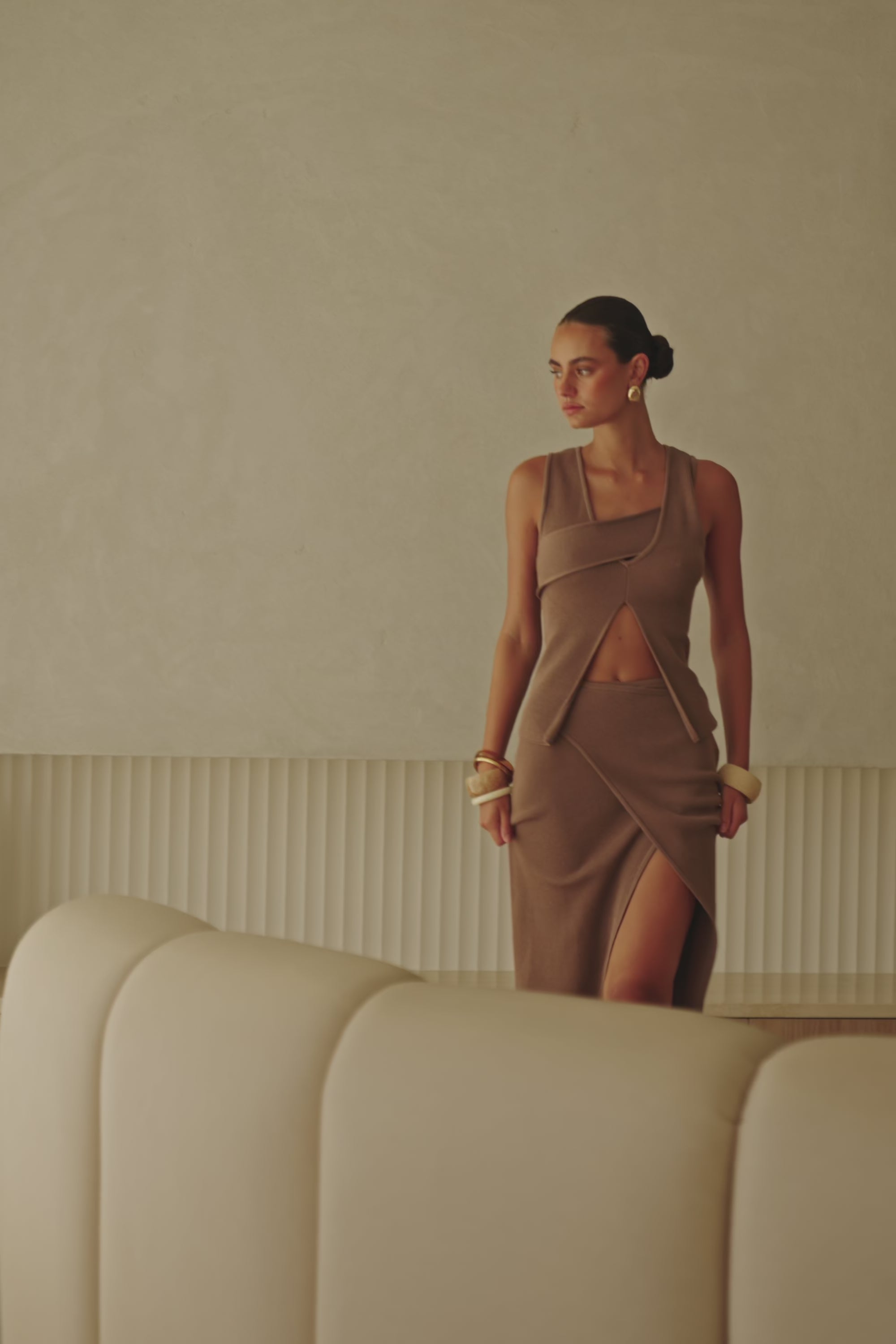 Chocolate Brown Front Split Wrap Maxi Bridget Skirt