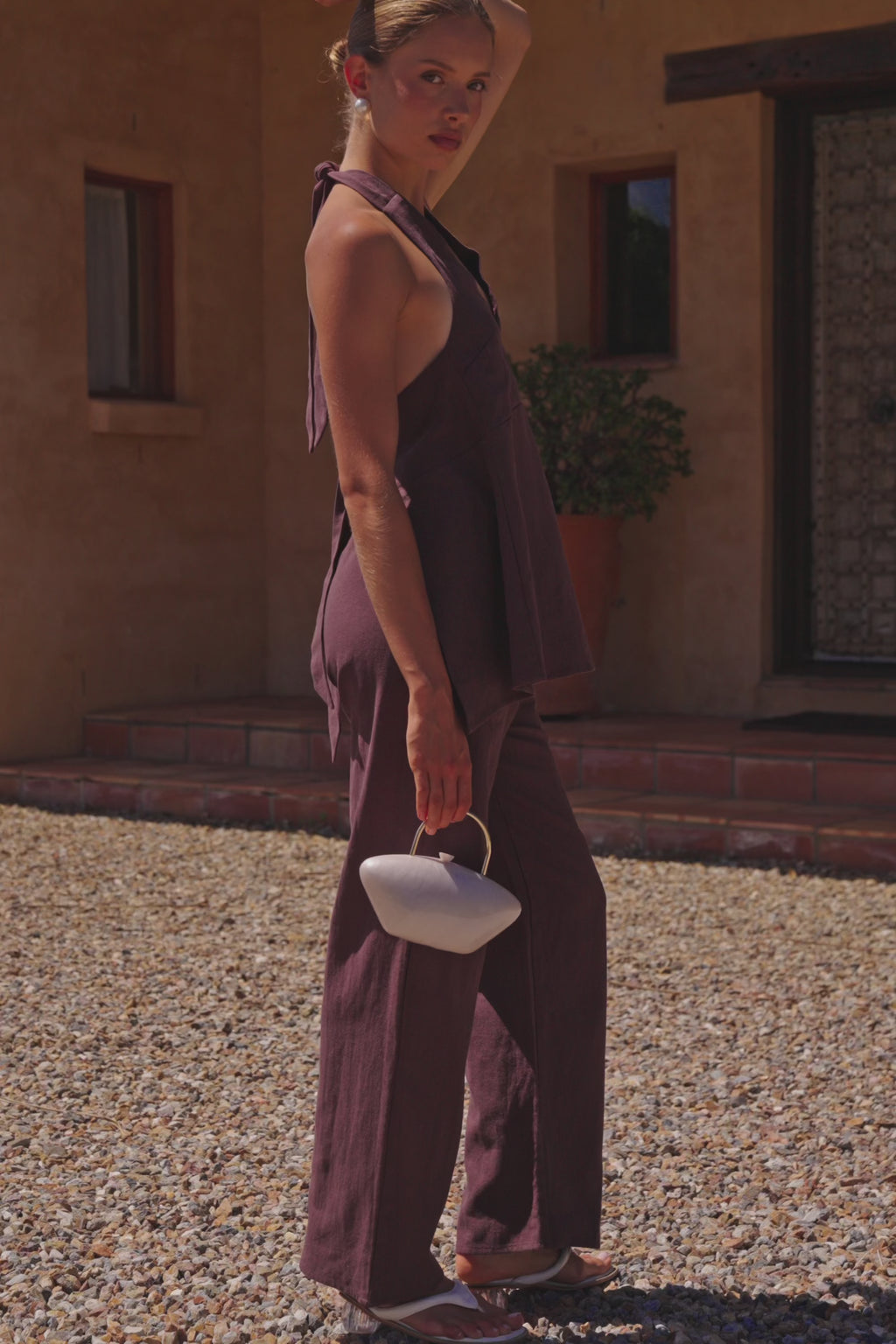 Chocolate Brown Elastic Drawstring Elara Pants
