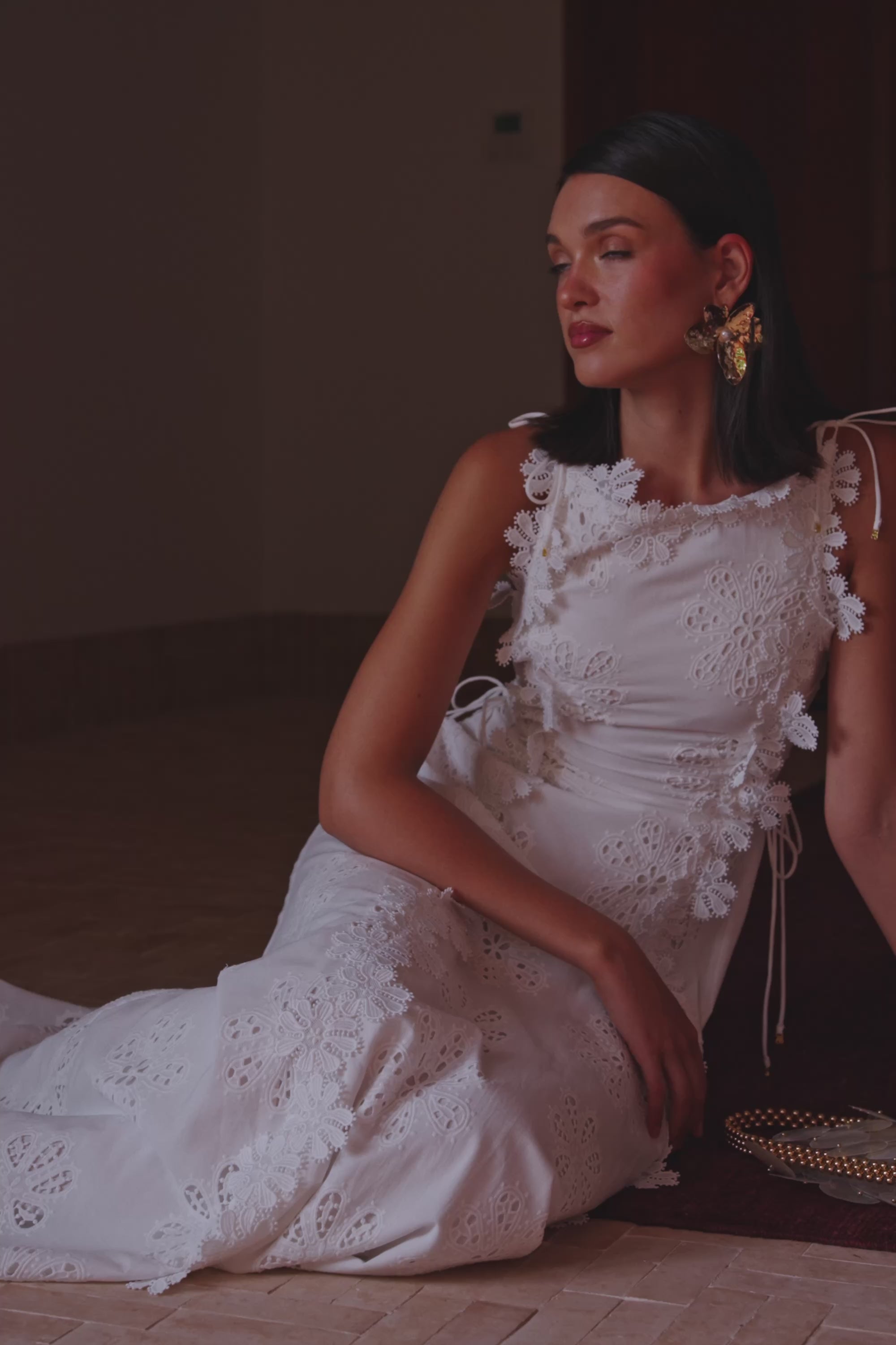 Araminta Embroidered Maxi Dress - Stella Marina - White