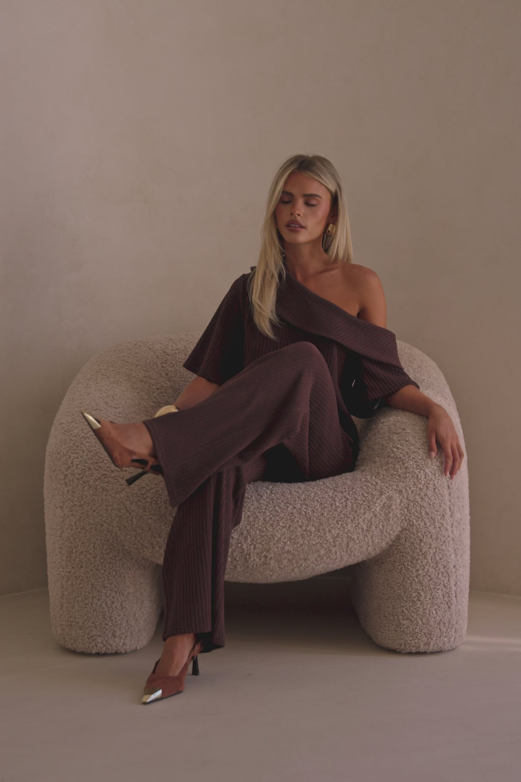 Chocolate Brown Elastic Front Tie Tarika Pants