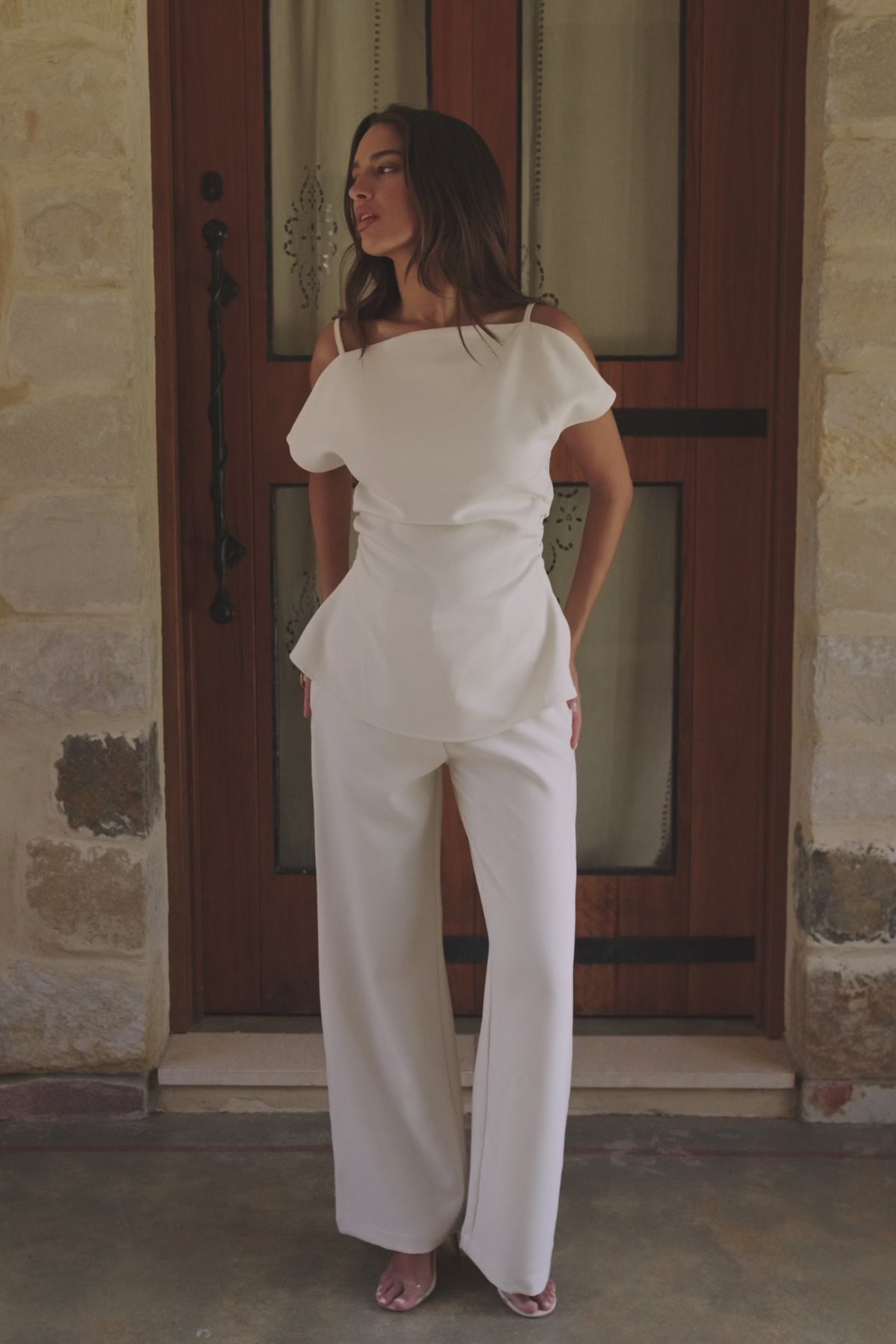 Ivory Suiting Asymmetric Naomi Top