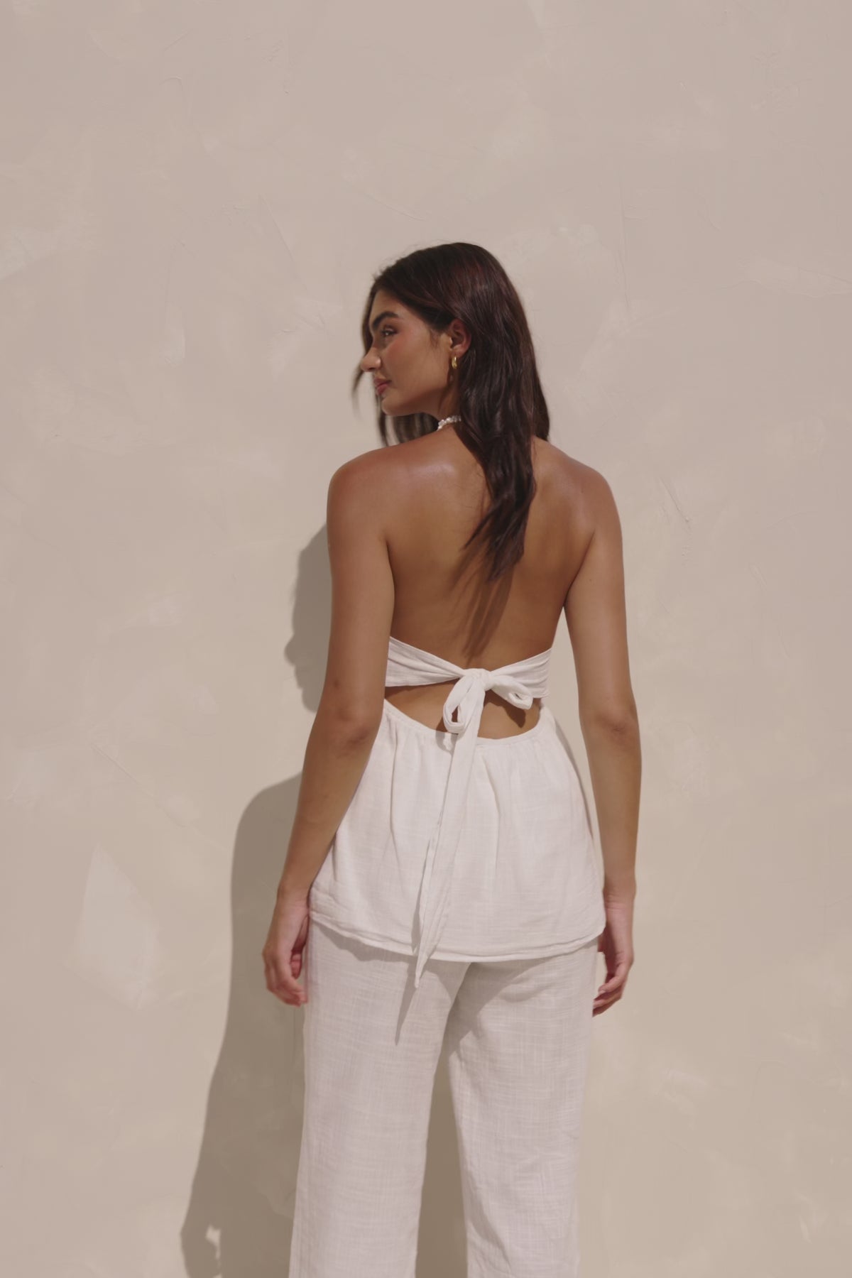 Jaymie Strapless Overlay Backless Jumpsuit - White