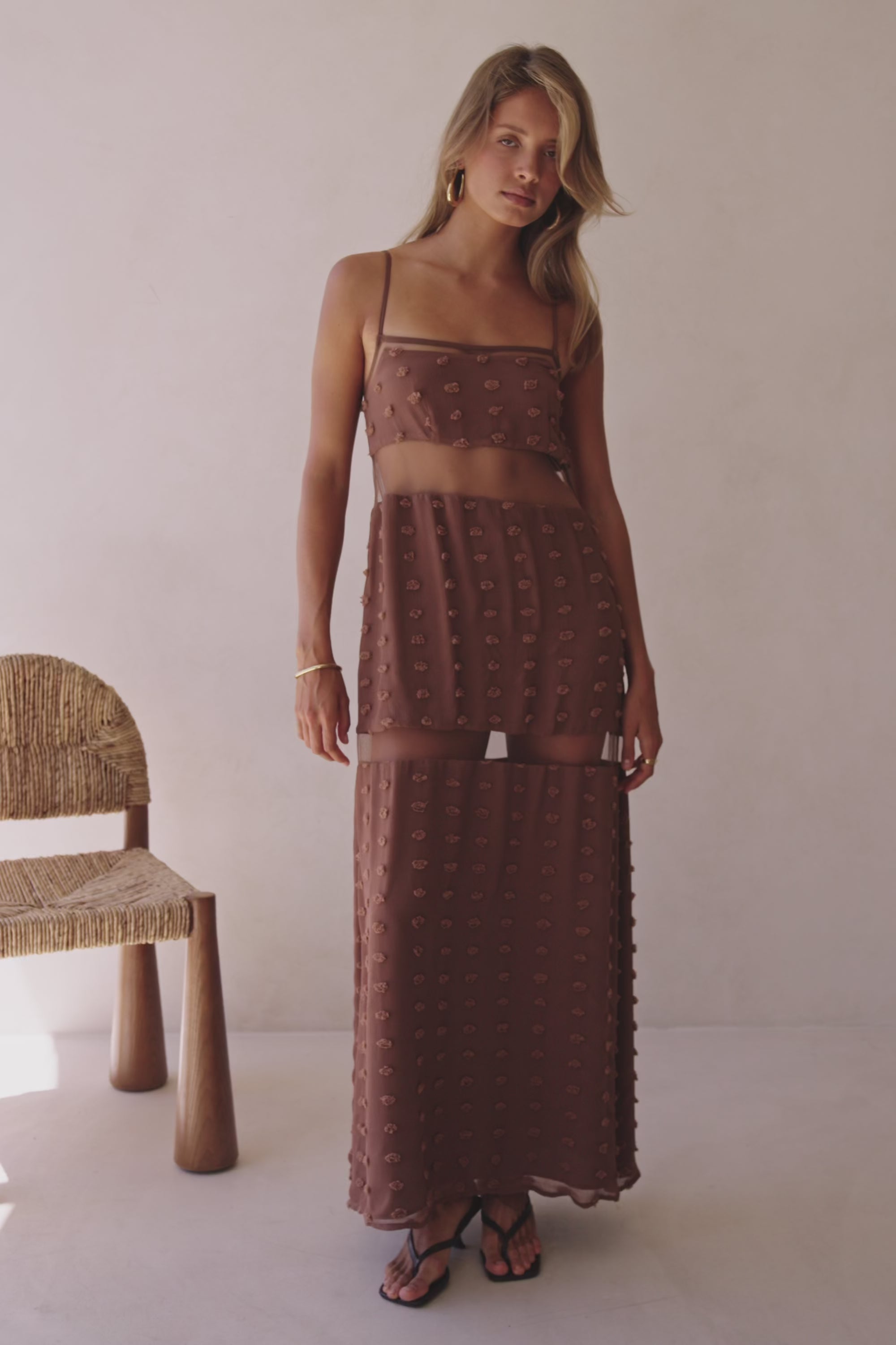 Brown Strappy Panel Maxi Tassia Dress