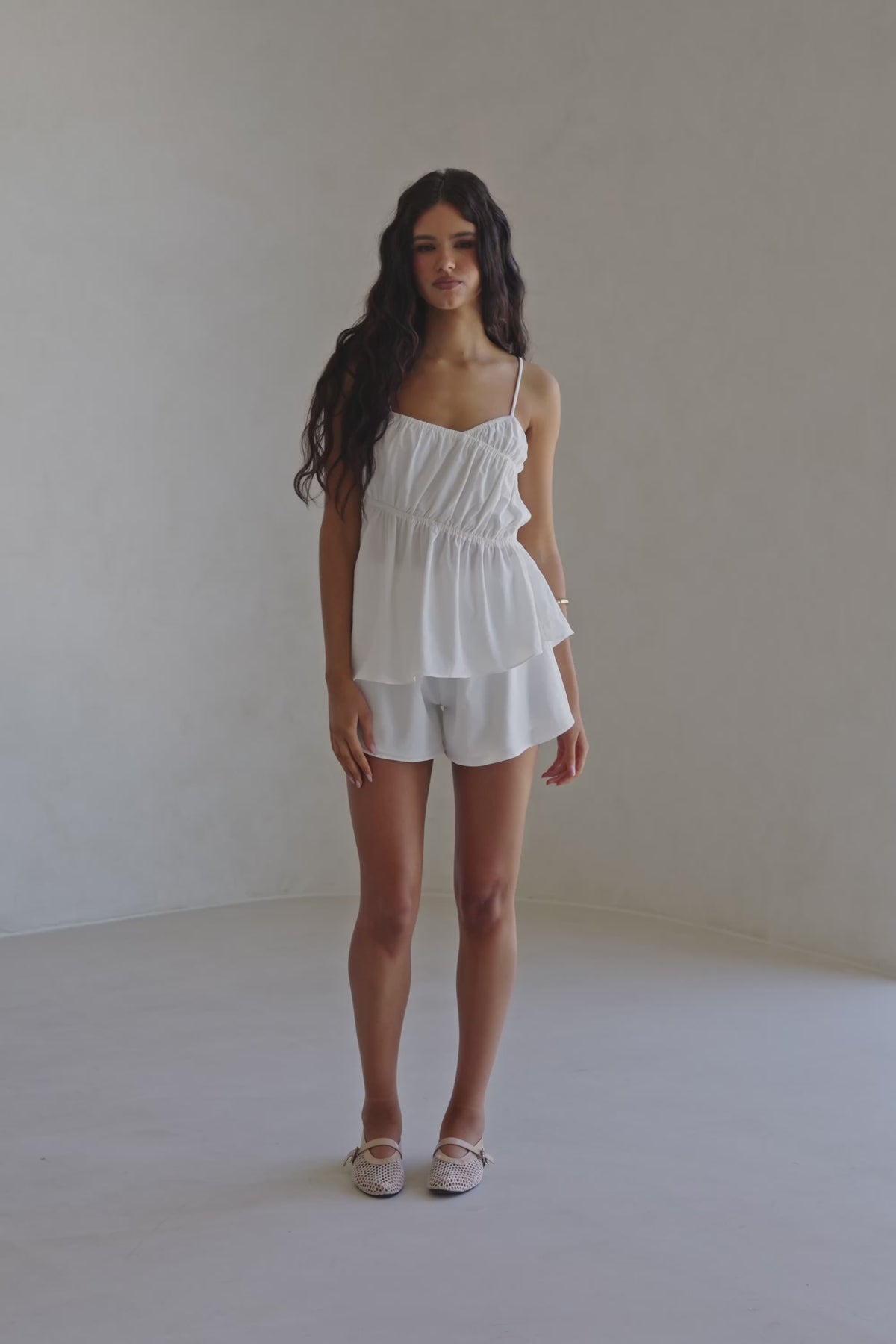 White High Waist Elastic Drawstring Octavia Shorts