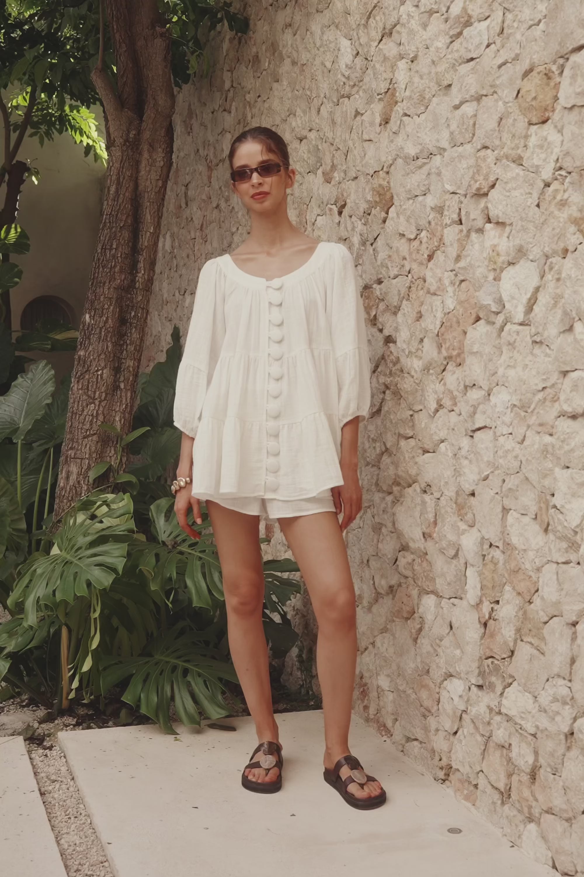 White High Waist Elastic Drawstring Novalie Shorts