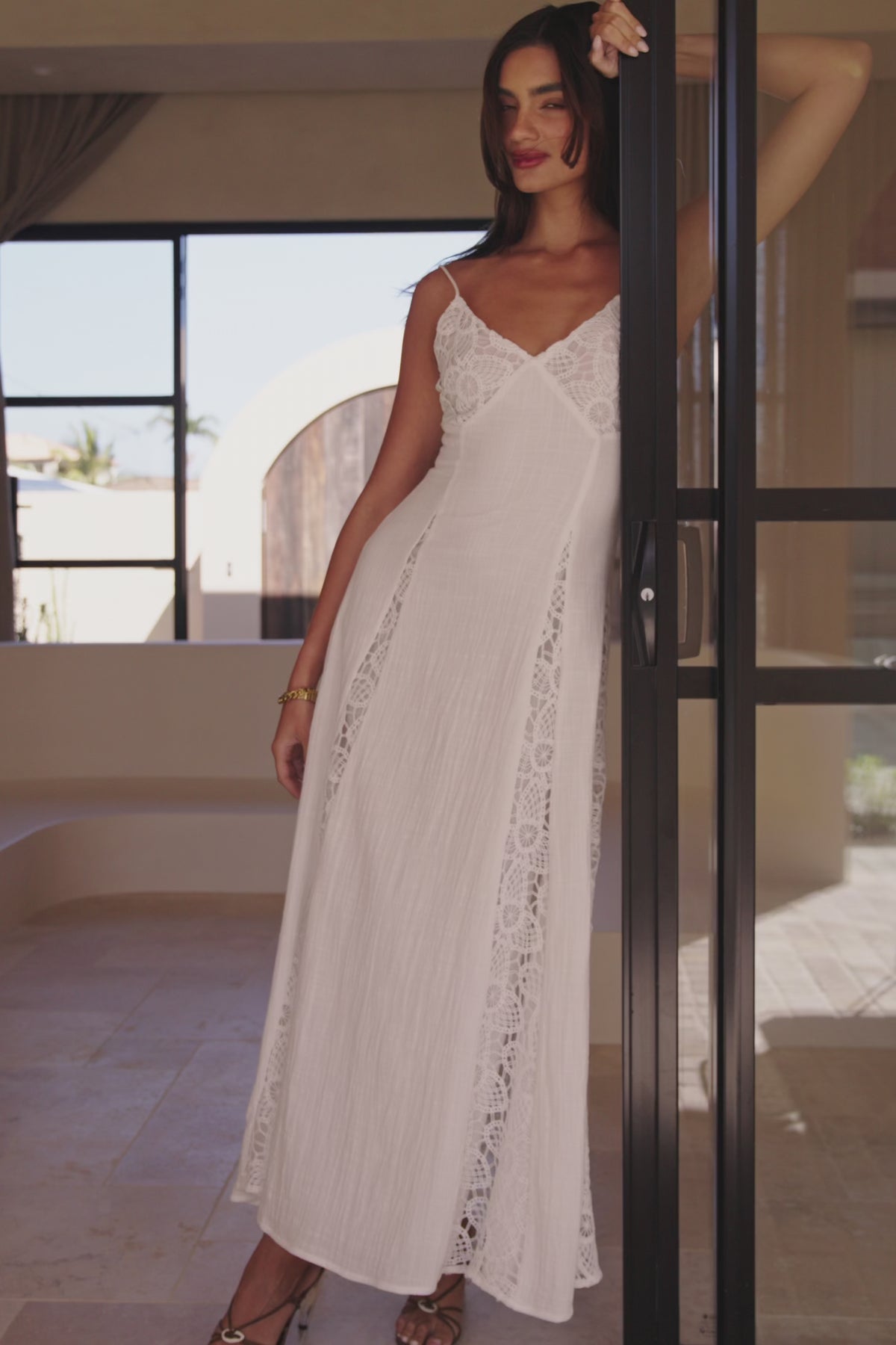White Lace A-Line Maxi Skye Dress