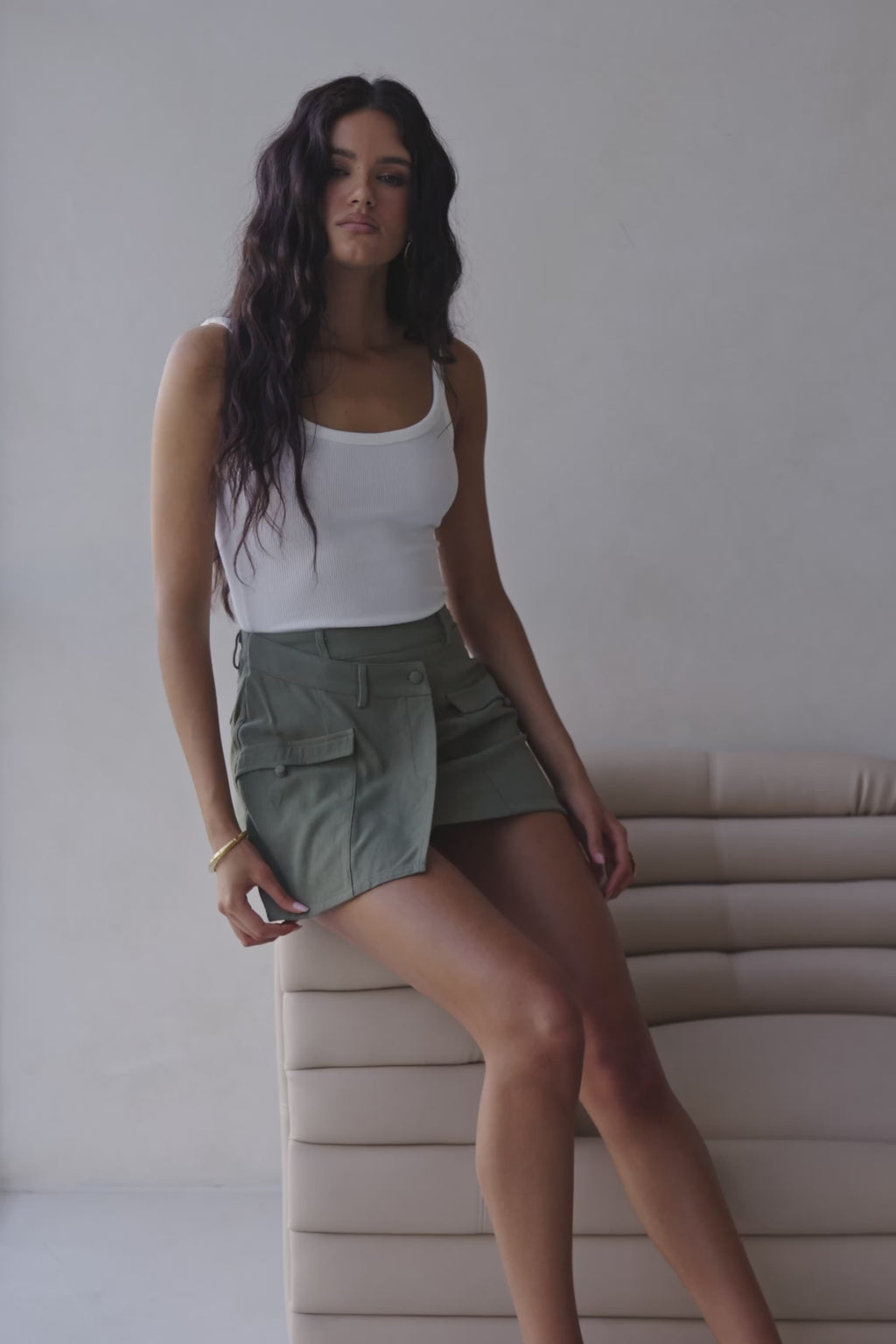 Khaki Green Pocket Mini Deluca Skirt