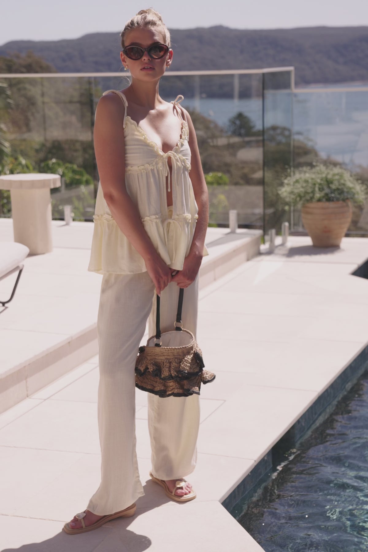 Cream High Waist Cantrell Pants