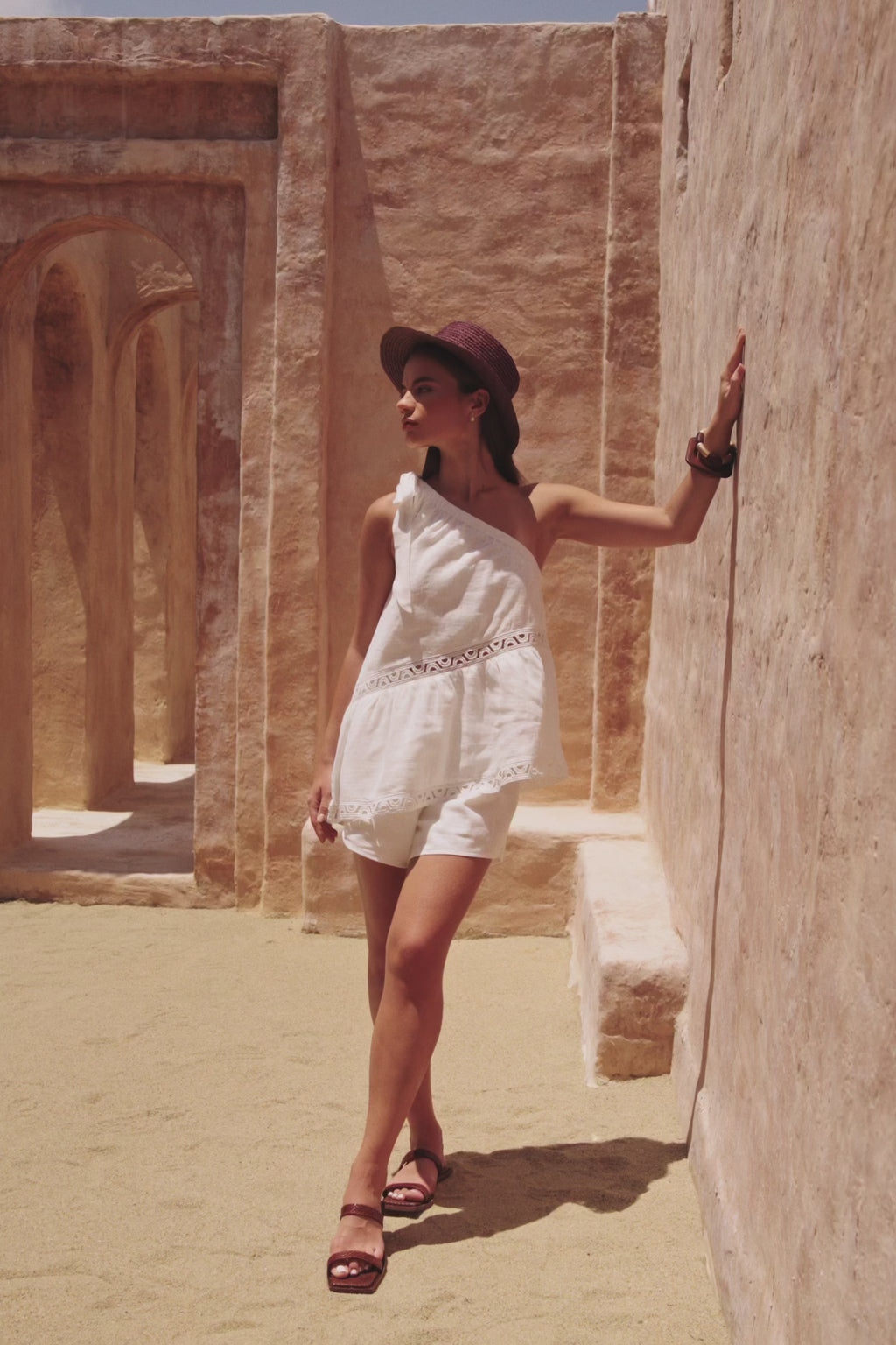 White Cotton One Shoulder Stella Top